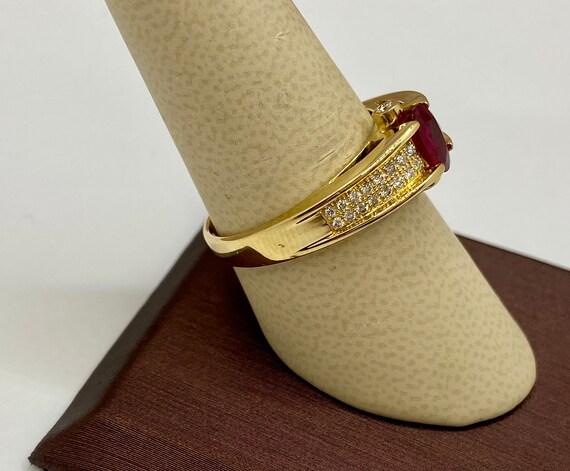 18K Solid Yellow Gold Diamond And Ruby Ring!!!! S… - image 5