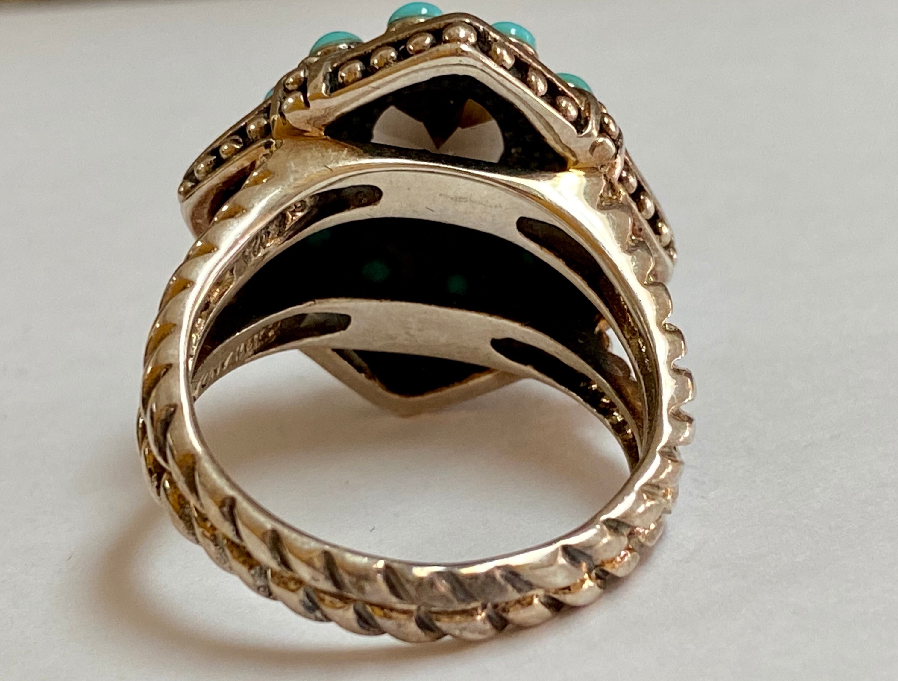 Solid 925 Sterling Silver Men's Ring With Turquoise Stone - Size 11, Made In Thailand - View #8