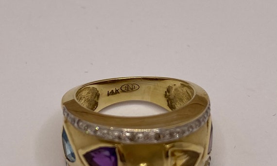 Vintage SNB 14K Solid Yellow Gold Ring With Genui… - image 7