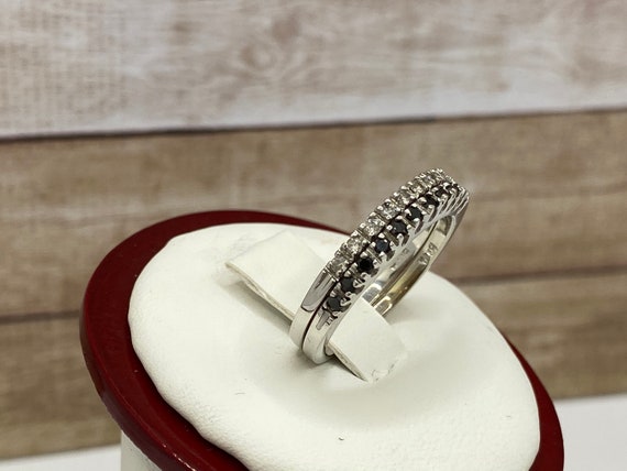 14K Solid White Gold Stackable  Band/Ring With Bl… - image 1