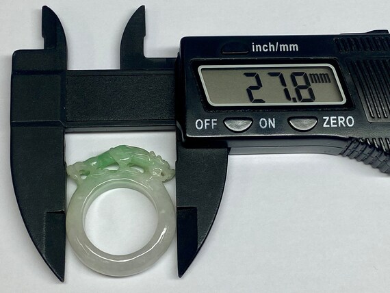 Hand Carved Jadeite Jade Dragon Ring - Size 8 1/2 - image 6