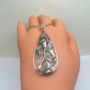 Vintage Solid  Sterling Silver Modernist Pendant Necklace !!!!