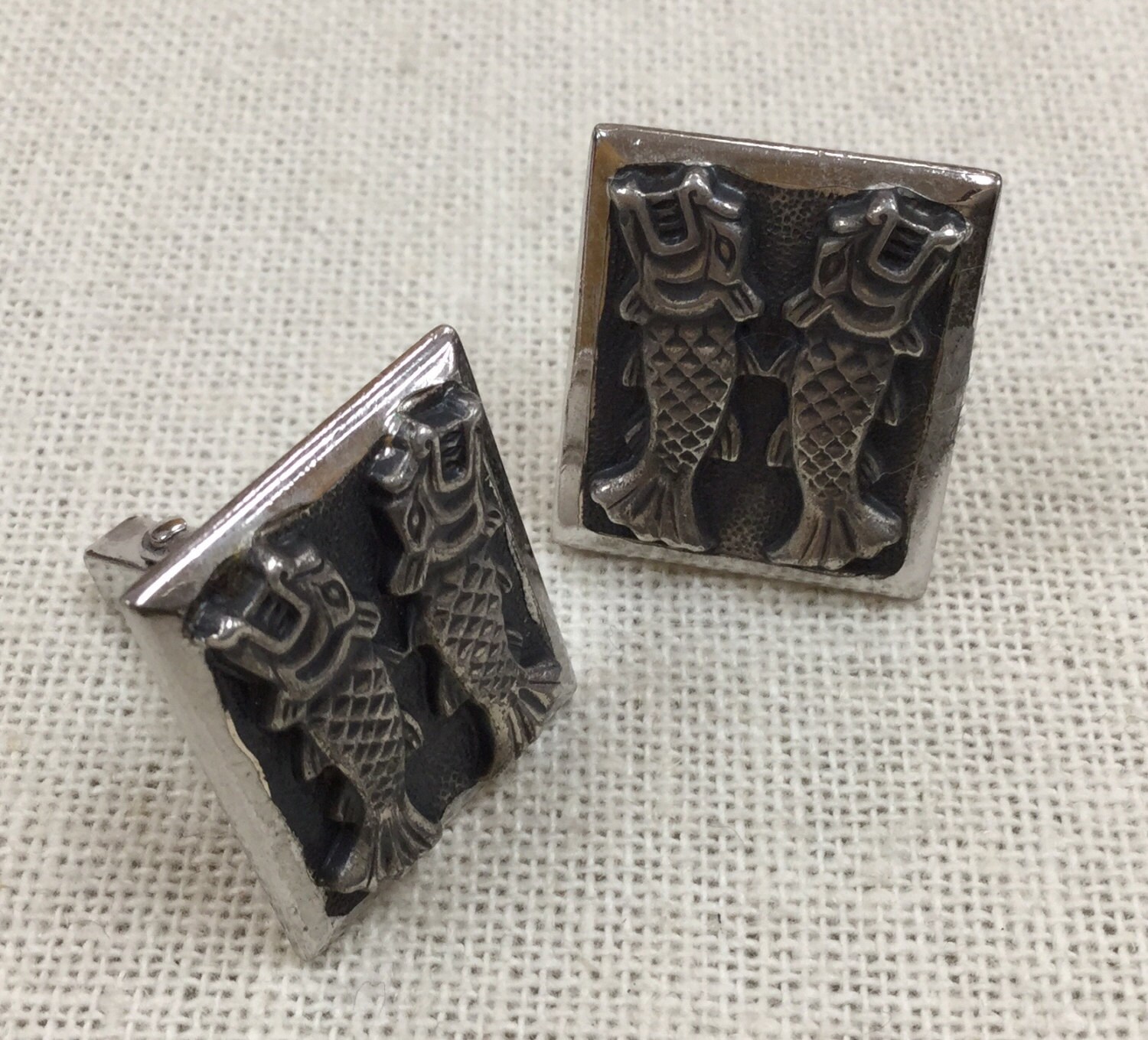 Vintage Sterling Silver Fish Cuff Links !!!  Free US Shipping!!!