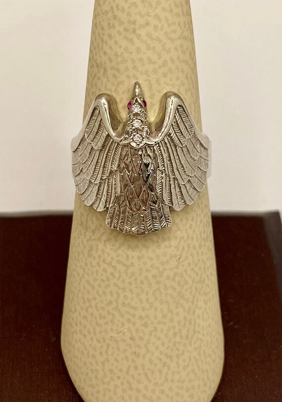 925 Solid Sterling Silver Eagle Men’s  Ring  !!! … - image 2