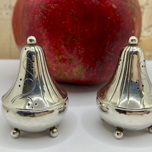 Vintage Denmark Georg Jensen 925 Sterling Silver Pair of Salt/Pepper Shakers