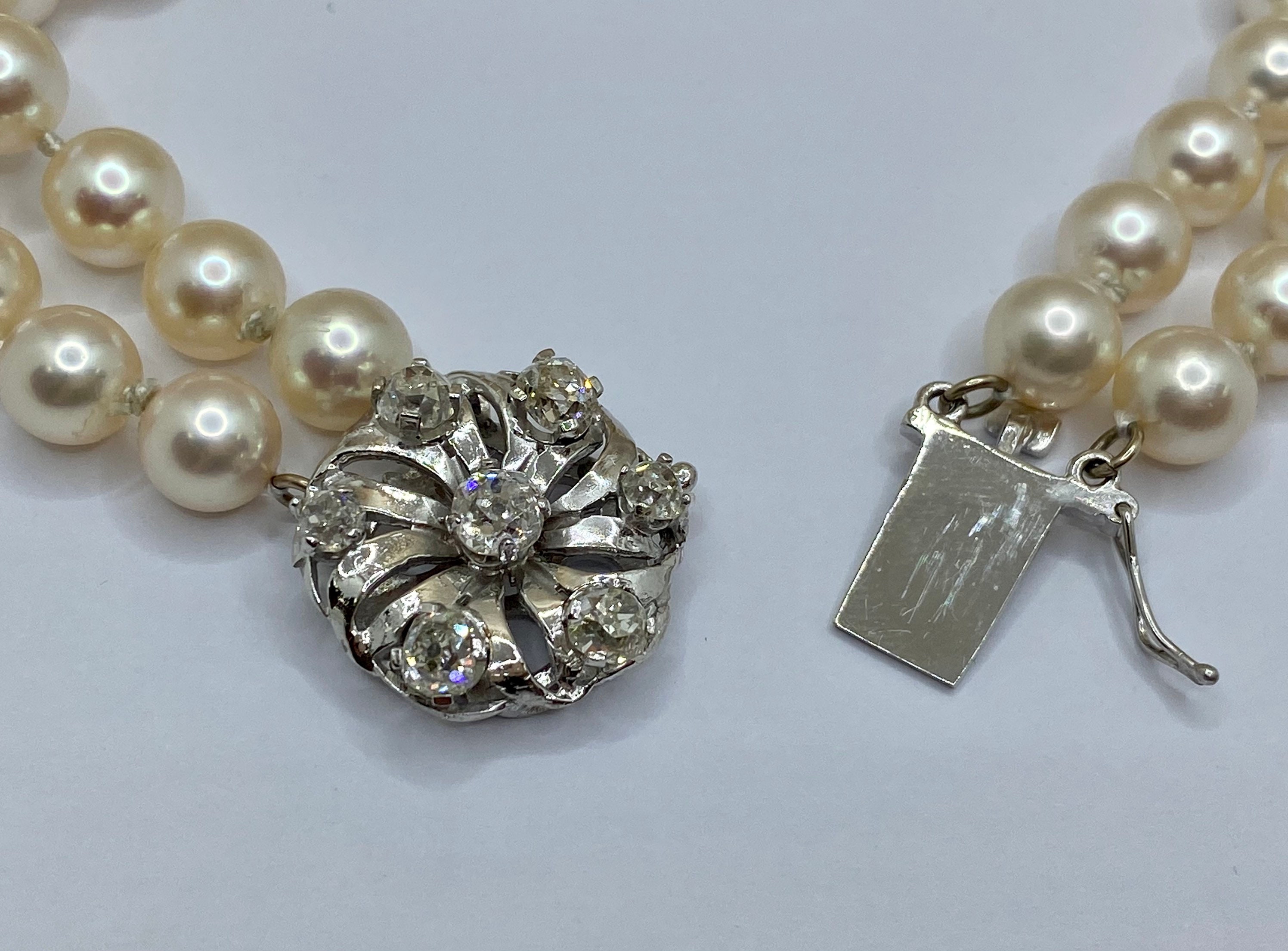 Vintage Lustrous Double-strand 7.5mm Round Pearl Necklace
