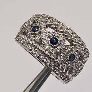 Beautiful And Elegant Judith Ripka 925 Sterling Silver Sapphire Women&#39;s Ring!!!