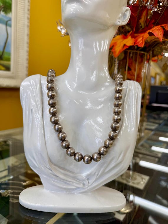 Vintage Taxco Sterling Silver Bead Necklace – Signed Mexican Jewelry