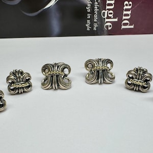 925 Sterling Silver And 18K Yellow Gold Fleur De Lis Caviar Lagos  Cuff Links And Vest Buttons Set!!!