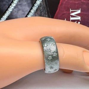 Vintage 925 Solid Serling Silver White CZ Judith Ripka Thailand  Wide Band/ Ring !!  Size 7 3/4