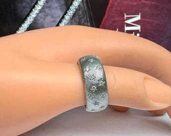 Vintage Judith Ripka Sterling Silver CZ Wide Band Ring - Size 7 3/4