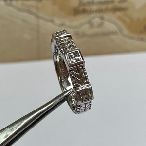 Judith Ripka 925 Sterling Silver  & Triple Cubic Zirconia Cable Band Ring!! Size 6 3/4