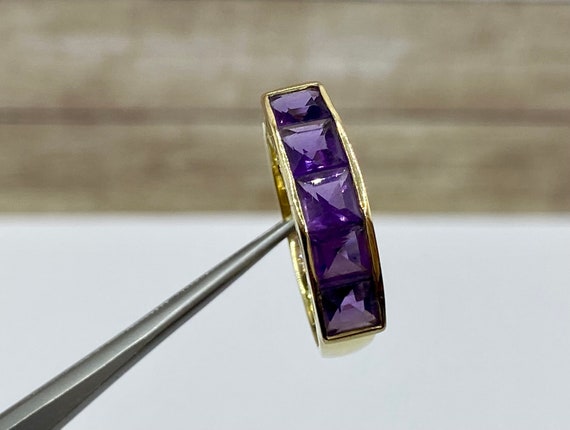 Solid 14K Solid Yellow Gold Amethyst  Ring/Band !… - image 5