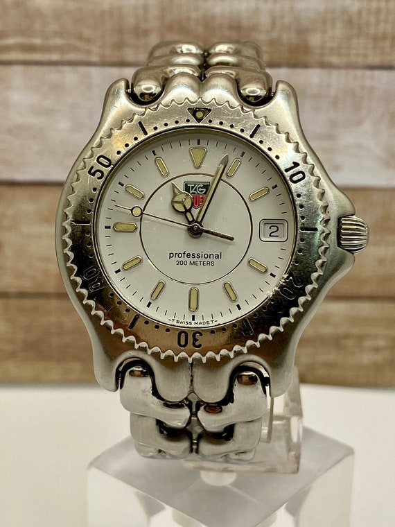 Vintage Tag Heuer WG1112-KO Professional Stainless Steel Fishbone Bracelet  Wristwatch 