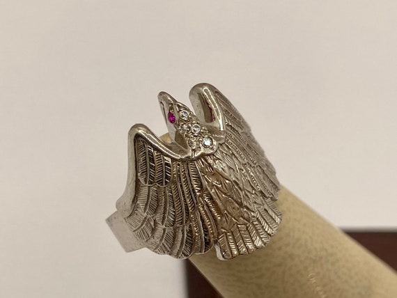 925 Solid Sterling Silver Eagle Men’s  Ring  !!! … - image 5