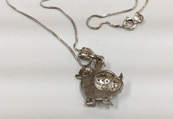 Sterling silver Cute baby duckling Duck Necklace Cz Pendant 925 chain N42