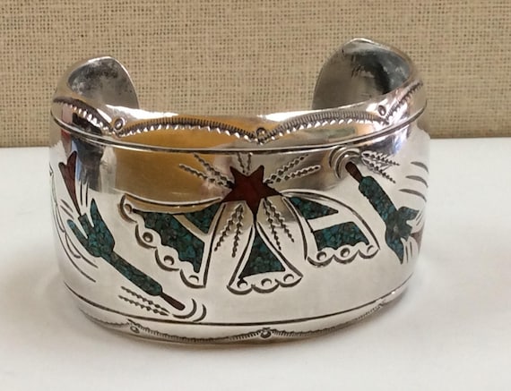 Important Vintage Native American Navajo 14k Gold Lapis Sterling Silver Bracelet Cuff Old Important Vintage Native American Navajo 14k Gold Lapis Sterling Silver Bracelet Cuff Old