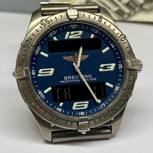 Vintage Breitling Aerospace Ref. E65062 Titanium Quartz Navy Blue Dial Watch image 6