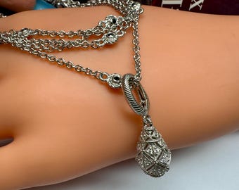 Collar Judith Ripka de plata de ley 925 tailandesa con cierre de langosta y circonitas cúbicas, infinito/estación, de 91 cm, con colgante/dije en forma de gota