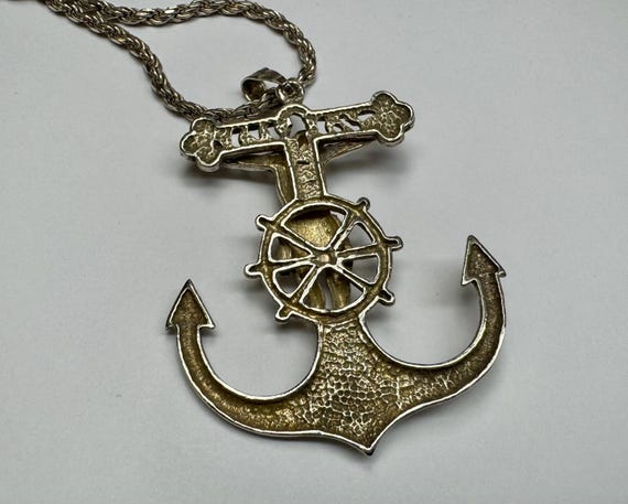 Sterling Silver Anchor Cross Pendant Necklace: It… - image 8