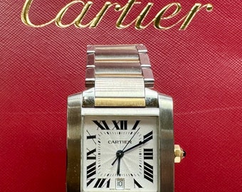 Cartier Tank Francaise Reloj automático de dos tonos en oro de 18 quilates y acero inoxidable de 28 mm.