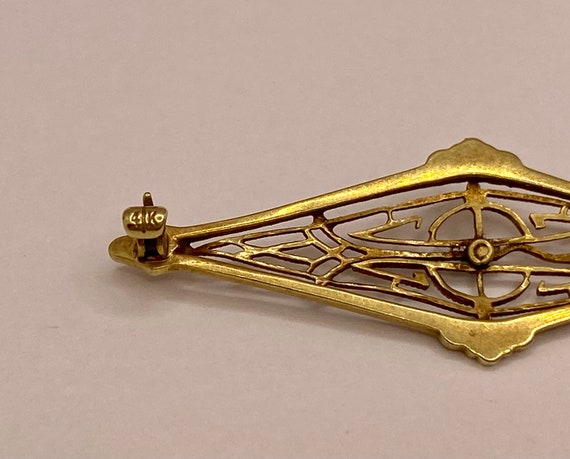 Antique Victorian 14K Yellow Gold Filigree Pin/Br… - image 5