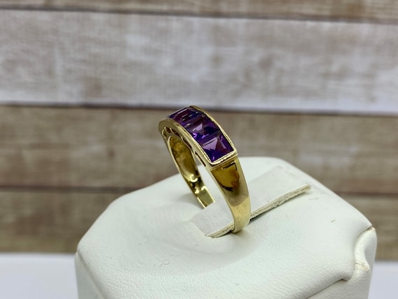 Solid 14K Solid Yellow Gold Amethyst  Ring/Band !… - image 3