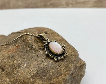 Beautiful Vintage 925 Sterling Silver Chain Necklace With Small Moonstone  Pendant!!!!
