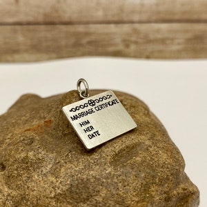 925 Sterling Silber Ehe Zertifikat Tag Anhänger!!!