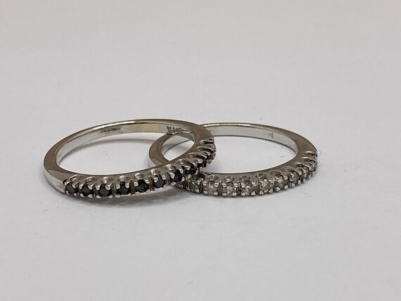 14K Solid White Gold Stackable  Band/Ring With Bl… - image 7