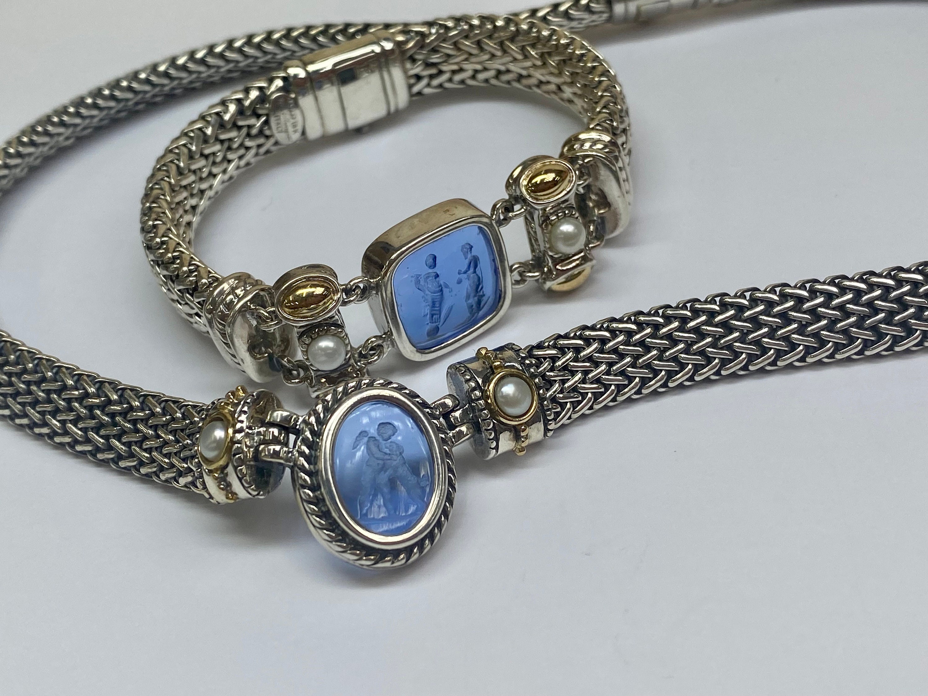 Flli Menegatti Sterling Silver Necklace Bracelet Set: Venetian 