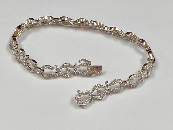 14K White Solid Gold Diamond Women's Bracelet !!!… - image 5