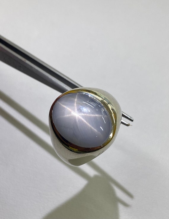 14K White Gold Star Sapphire Ring - Size 6 3/4 - image 1