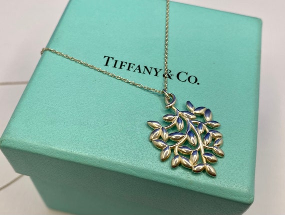 Tiffany & Co. Olive Leaf Diamond Pendant Necklace 16