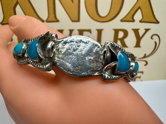 Vintage Native American Sterling Silver And Blue Turquoise Watch Cuff Bracelet !!