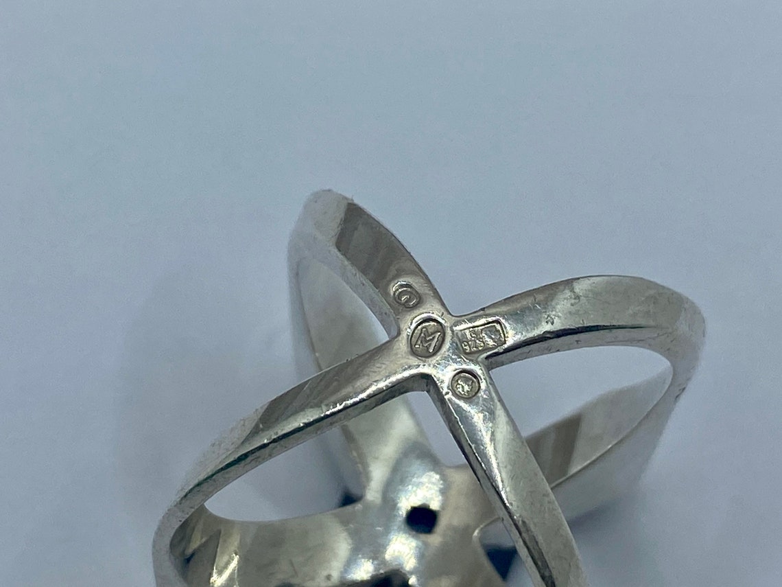 Vintage Heavy 925 Sterling Silver Criss-cross Ring With Square - Etsy