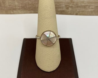 Vintage plata esterlina y rosa madre de perla anillo de mujer!!!