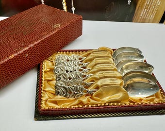 Vintage Set Of 6 Signed  Antiko 800 Silver Hildesheim Rose Patterns Tea Spoons