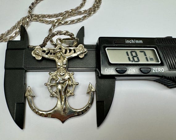 Sterling Silver Anchor Cross Pendant Necklace: It… - image 6