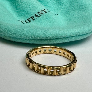 Tiffany & Co AU 750 ITALY 18K Yellow Gold Narrow True T Band/Ring Size 6 1/2 image 8