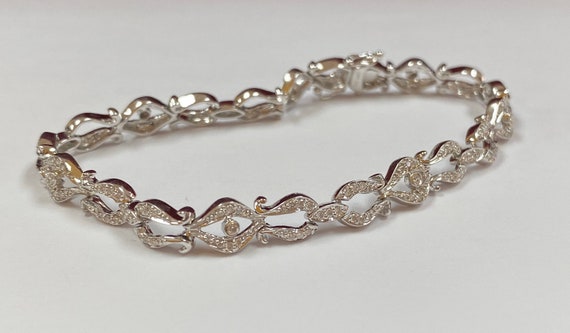 14K White Solid Gold Diamond Women's Bracelet !!!… - image 3