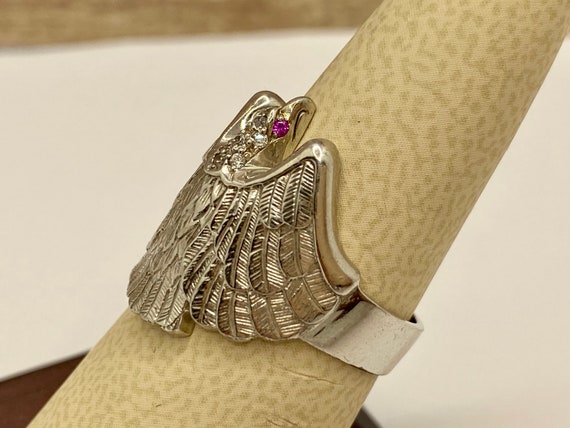 925 Solid Sterling Silver Eagle Men’s  Ring  !!! … - image 4