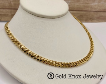 ¡Collar de cadena de eslabones cubanos de 24" de oro amarillo macizo de 18 quilates pesado de Italia!