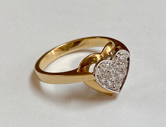 14K Yellow Solid Gold  Heart Diamond Ring!!!! - image 4