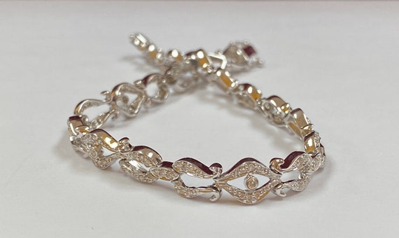 14K White Solid Gold Diamond Women's Bracelet !!!… - image 4