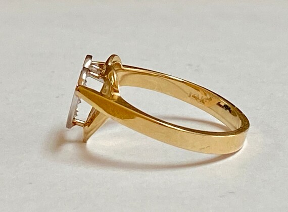 14K Yellow Solid Gold  Heart Diamond Ring!!!! - image 6