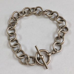 Vintage 925 Sterling Silver Rectangle Chain Bracelet