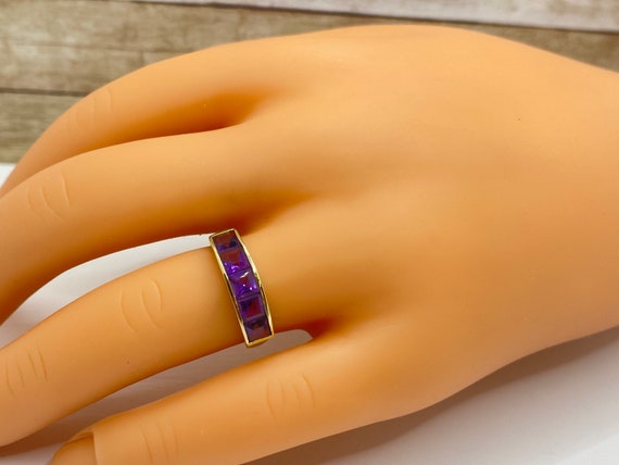 Solid 14K Solid Yellow Gold Amethyst  Ring/Band !… - image 1
