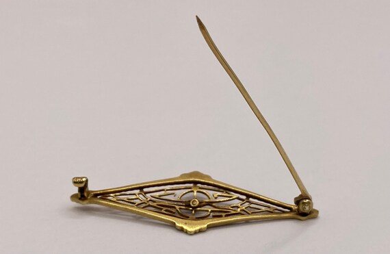 Antique Victorian 14K Yellow Gold Filigree Pin/Br… - image 4