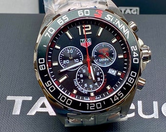 Tag Heuer Formula One 43 mm Senna roestvrijstalen herenhorloge met zwarte wijzerplaat